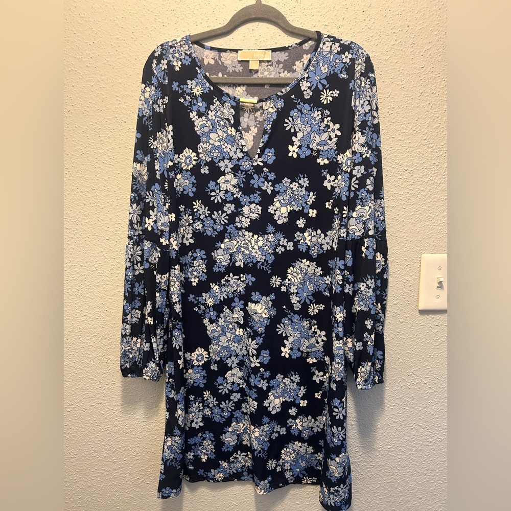 Michael Kors Navy and Light Blue Floral Dress